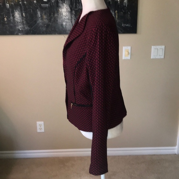 XOXO Red/Black Zipper Pockets Single Hook Closure Lined Blazer-Size XL - Picture 4 of 10